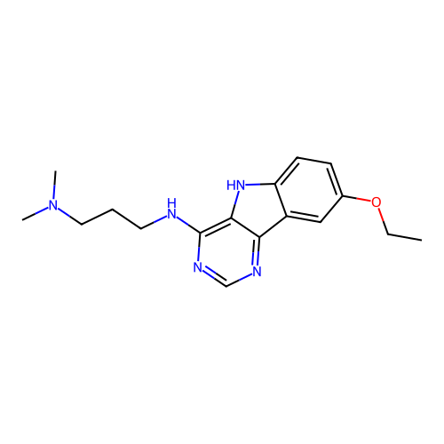 N'-(8-ethoxy-5H-pyrimido[5,4-b]indol-4-yl)-N,N-dimethylpropane-1,3-diamine structure