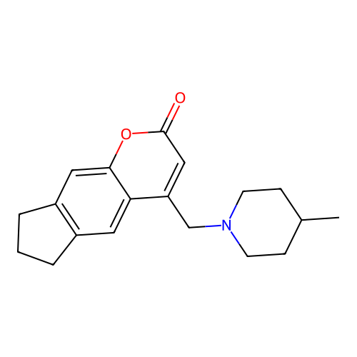 4-((4-methylpiperidin-1-yl)methyl)-7,8-dihydrocyclopenta[g]chromen-2(6H)-one structure
