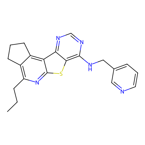 4-propyl-N-(pyridin-3-ylmethyl)-2,3-dihydro-1H-cyclopenta[4',5']pyrido[3',2':4,5]thieno[3,2-d]pyrimidin-7-amine structure