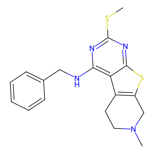 Benzyl-(7-methyl-2-methylsulfanyl-5,6,7,8-tetrahydro-pyrido[4',3':4,5]thieno[2,3-d]pyrimidin-4-yl)-amine structure