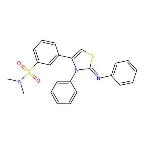 N,N-dimethyl-3-[(2Z)-3-phenyl-2-(phenylimino)-2,3-dihydro-1,3-thiazol-4-yl]benzenesulfonamide structure