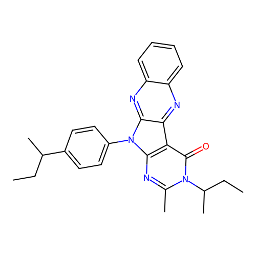3-(butan-2-yl)-11-[4-(butan-2-yl)phenyl]-2-methyl-3,11-dihydro-4H-pyrimido[5',4':4,5]pyrrolo[2,3-b]quinoxalin-4-one structure