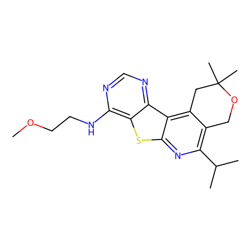 5-isopropyl-N-(2-methoxyethyl)-2,2-dimethyl-2,4-dihydro-1H-pyrano[4'',3'':4',5']pyrido[3',2':4,5]thieno[3,2-d]pyrimidin-8-amine structure