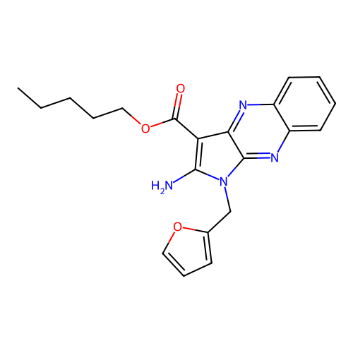 pentyl 2-amino-1-(furan-2-ylmethyl)-1H-pyrrolo[2,3-b]quinoxaline-3-carboxylate structure