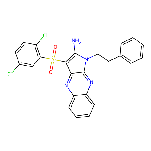 3-(2,5-dichlorophenyl)sulfonyl-1-phenethylpyrrolo[3,2-b]quinoxalin-2-amine structure