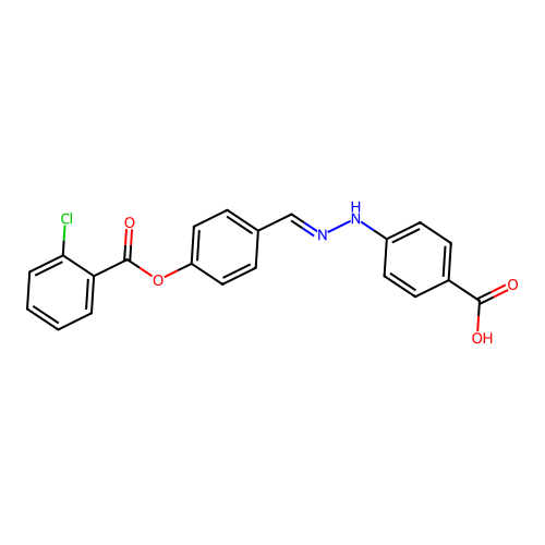 4-[(2E)-2-(4-{[(2-chlorophenyl)carbonyl]oxy}benzylidene)hydrazinyl]benzoic acid structure