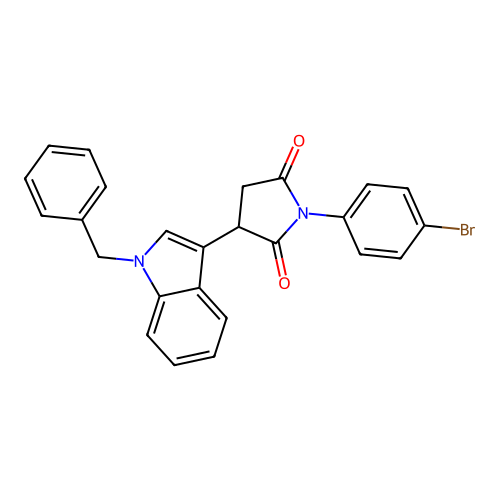 3-(1-benzyl-1H-indol-3-yl)-1-(4-bromophenyl)pyrrolidine-2,5-dione structure