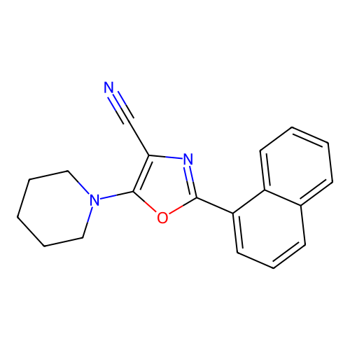 2-(Naphthalen-1-yl)-5-(piperidin-1-yl)-1,3-oxazole-4-carbonitrile structure