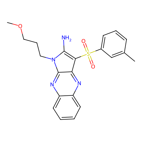1-(3-methoxypropyl)-3-(m-tolylsulfonyl)-1H-pyrrolo[2,3-b]quinoxalin-2-amine structure