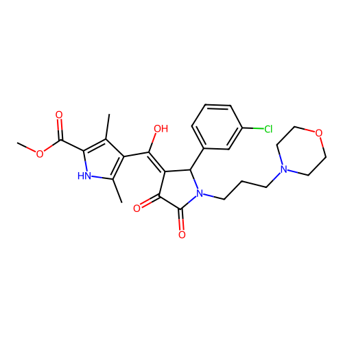 methyl 4-(2-(3-chlorophenyl)-4-hydroxy-1-(3-morpholinopropyl)-5-oxo-2,5-dihydro-1H-pyrrole-3-carbonyl)-3,5-dimethyl-1H-pyrrole-2-carboxylate structure