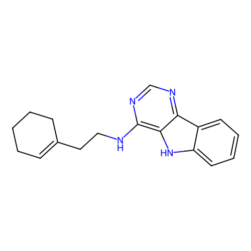 (2-Cyclohex-1-enyl-ethyl)-(5H-pyrimido[5,4-b]indol-4-yl)-amine structure