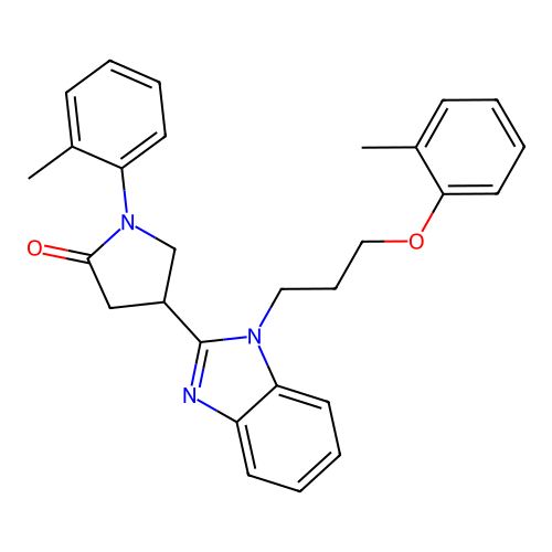 1-(o-tolyl)-4-(1-(3-(o-tolyloxy)propyl)-1H-benzo[d]imidazol-2-yl)pyrrolidin-2-one structure