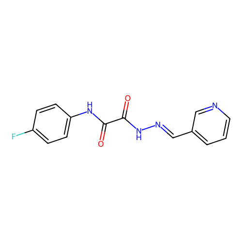 N-(4-fluorophenyl)-2-oxo-2-[(2E)-2-(3-pyridinylmethylene)hydrazino]acetamide structure
