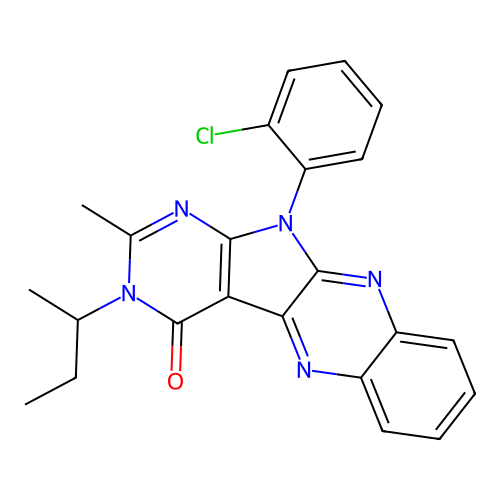 3-(butan-2-yl)-11-(2-chlorophenyl)-2-methyl-3,11-dihydro-4H-pyrimido[5',4':4,5]pyrrolo[2,3-b]quinoxalin-4-one structure