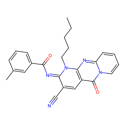 (Z)-N-(3-cyano-5-oxo-1-pentyl-1H-dipyrido[1,2-a:2',3'-d]pyrimidin-2(5H)-ylidene)-3-methylbenzamide structure