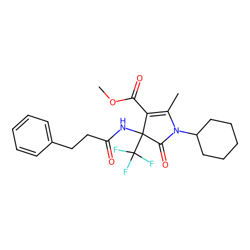 METHYL 1-CYCLOHEXYL-2-METHYL-5-OXO-4-(3-PHENYLPROPANAMIDO)-4-(TRIFLUOROMETHYL)-4,5-DIHYDRO-1H-PYRROLE-3-CARBOXYLATE structure