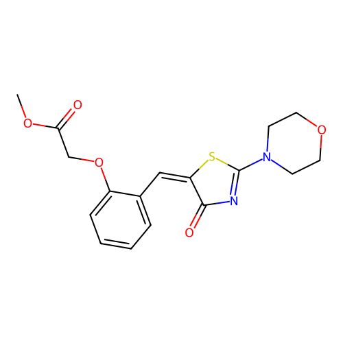 (E)-methyl 2-(2-((2-morpholino-4-oxothiazol-5(4H)-ylidene)methyl)phenoxy)acetate structure