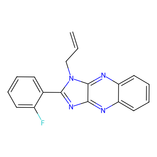 2-(2-fluorophenyl)-1-(prop-2-en-1-yl)-1H-imidazo[4,5-b]quinoxaline structure