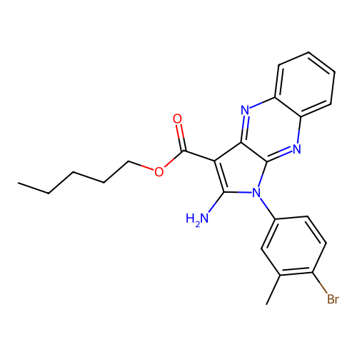 pentyl 2-amino-1-(4-bromo-3-methylphenyl)-1H-pyrrolo[2,3-b]quinoxaline-3-carboxylate structure