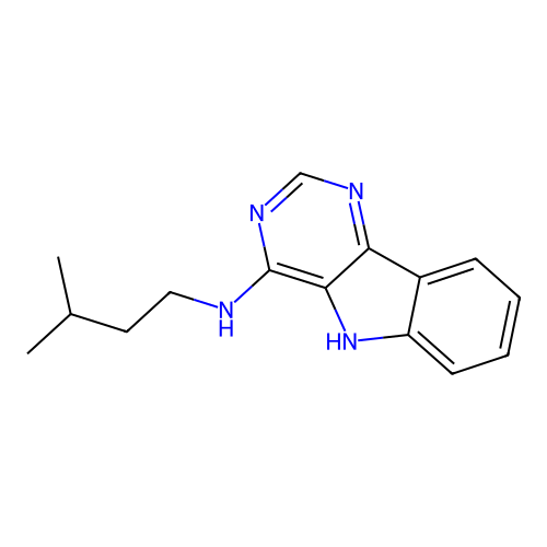N-(3-methylbutyl)-5H-pyrimido[5,4-b]indol-4-amine structure