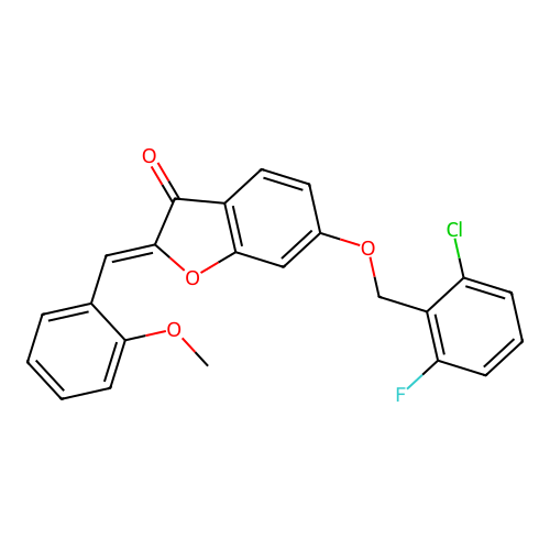 (Z)-6-((2-chloro-6-fluorobenzyl)oxy)-2-(2-methoxybenzylidene)benzofuran-3(2H)-one structure