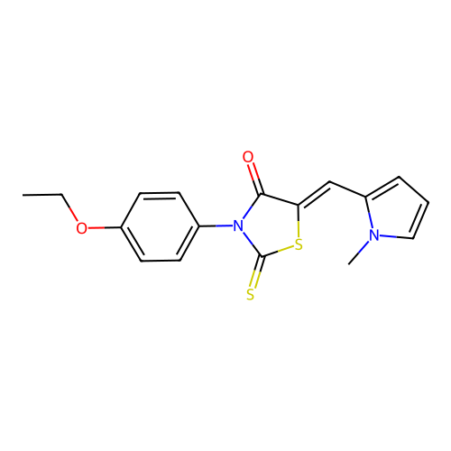 (Z)-3-(4-ethoxyphenyl)-5-((1-methyl-1H-pyrrol-2-yl)methylene)-2-thioxothiazolidin-4-one structure