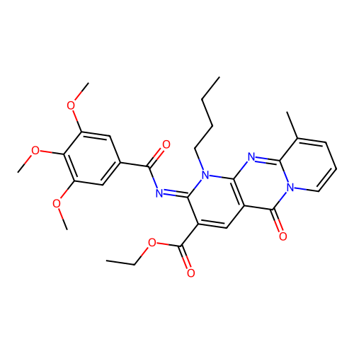 (Z)-ethyl 1-butyl-10-methyl-5-oxo-2-((3,4,5-trimethoxybenzoyl)imino)-2,5-dihydro-1H-dipyrido[1,2-a:2',3'-d]pyrimidine-3-carboxylate structure