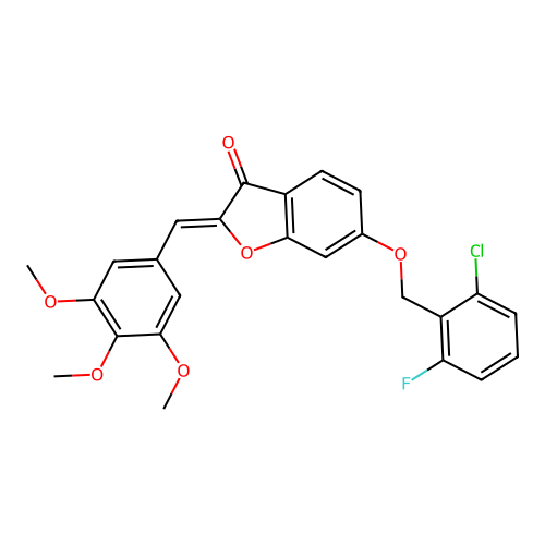 (Z)-6-((2-chloro-6-fluorobenzyl)oxy)-2-(3,4,5-trimethoxybenzylidene)benzofuran-3(2H)-one structure