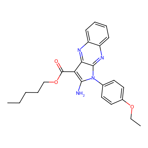 pentyl 2-amino-1-(4-ethoxyphenyl)-1H-pyrrolo[2,3-b]quinoxaline-3-carboxylate structure