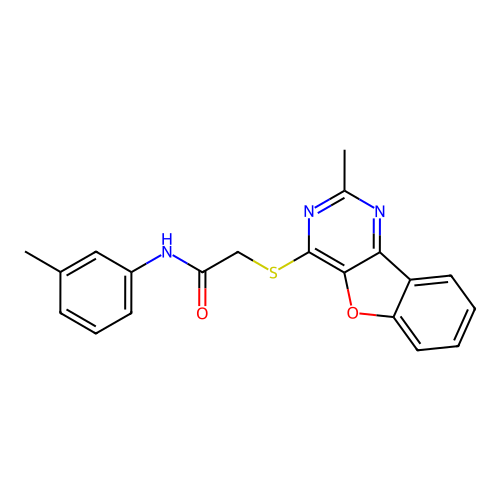 2-((2-methylbenzofuro[3,2-d]pyrimidin-4-yl)thio)-N-(m-tolyl)acetamide structure