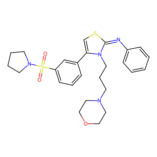 N-[(2Z)-3-[3-(morpholin-4-yl)propyl]-4-[3-(pyrrolidin-1-ylsulfonyl)phenyl]-1,3-thiazol-2(3H)-ylidene]aniline structure