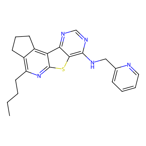 4-butyl-N-(pyridin-2-ylmethyl)-2,3-dihydro-1H-cyclopenta[4',5']pyrido[3',2':4,5]thieno[3,2-d]pyrimidin-7-amine structure