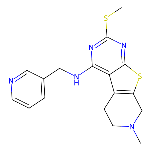 7-methyl-2-(methylsulfanyl)-N-(pyridin-3-ylmethyl)-5,6,7,8-tetrahydropyrido[4',3':4,5]thieno[2,3-d]pyrimidin-4-amine structure