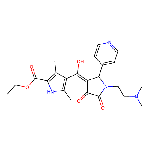 ethyl 4-[[1-(2-dimethylaminoethyl)-4,5-dioxo-2-pyridin-4-ylpyrrolidin-3-ylidene]-hydroxymethyl]-3,5-dimethyl-1H-pyrrole-2-carboxylate structure