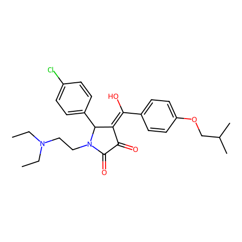 (4E)-5-(4-chlorophenyl)-1-(2-diethylaminoethyl)-4-[hydroxy-[4-(2-methylpropoxy)phenyl]methylidene]pyrrolidine-2,3-dione structure