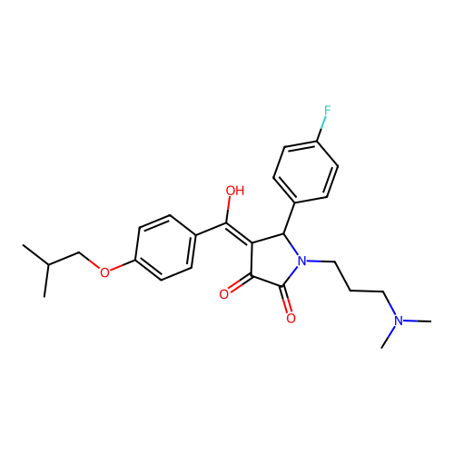 1-[3-(dimethylamino)propyl]-5-(4-fluorophenyl)-3-hydroxy-4-[4-(2-methylpropoxy)benzoyl]-2,5-dihydro-1H-pyrrol-2-one structure