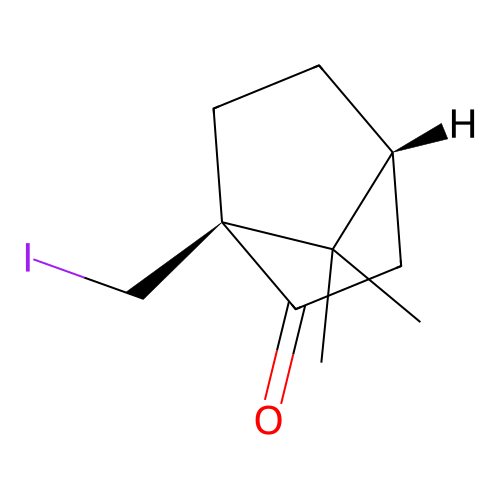 (1S,4R)-1-(iodomethyl)-7,7-dimethylbicyclo[2.2.1]heptan-2-one structure