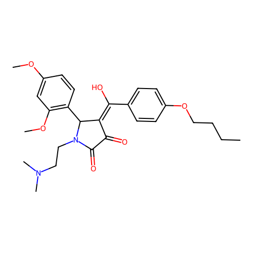 (4E)-4-[(4-butoxyphenyl)-hydroxymethylidene]-5-(2,4-dimethoxyphenyl)-1-(2-dimethylaminoethyl)pyrrolidine-2,3-dione structure