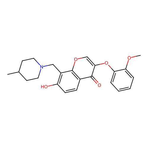 7-Hydroxy-3-(2-methoxyphenoxy)-8-[(4-methylpiperidyl)methyl]chromen-4-one structure
