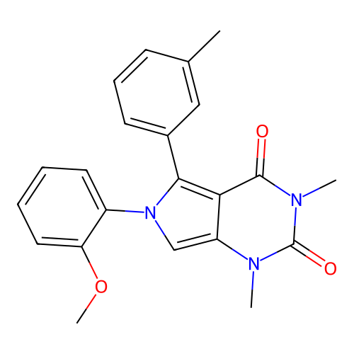 6-(2-methoxyphenyl)-1,3-dimethyl-5-(3-methylphenyl)pyrrolo[3,4-d]pyrimidine-2,4-dione structure