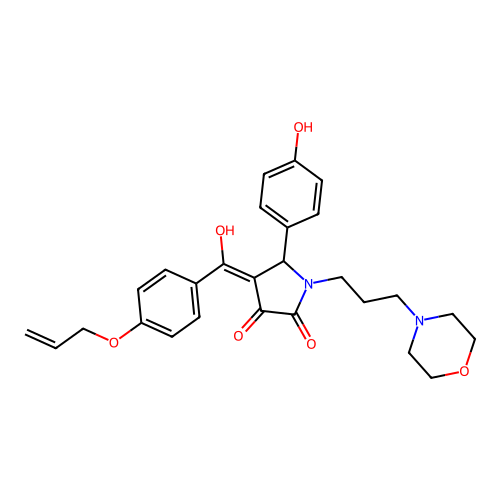 3-hydroxy-5-(4-hydroxyphenyl)-1-[3-(morpholin-4-yl)propyl]-4-[4-(prop-2-en-1-yloxy)benzoyl]-2,5-dihydro-1H-pyrrol-2-one structure