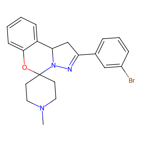 2'-(3-bromophenyl)-1-methyl-1',10b'-dihydrospiro[piperidine-4,5'-pyrazolo[1,5-c][1,3]benzoxazine] structure