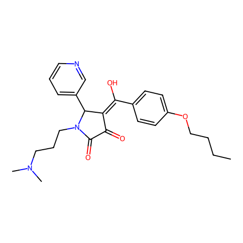 (4E)-4-[(4-butoxyphenyl)-hydroxymethylidene]-1-[3-(dimethylamino)propyl]-5-pyridin-3-ylpyrrolidine-2,3-dione structure