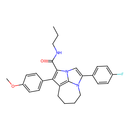 4-(4-fluorophenyl)-1-(4-methoxyphenyl)-N-propyl-5,6,7,8-tetrahydro-2a,4a-diazacyclopenta[cd]azulene-2-carboxamide structure