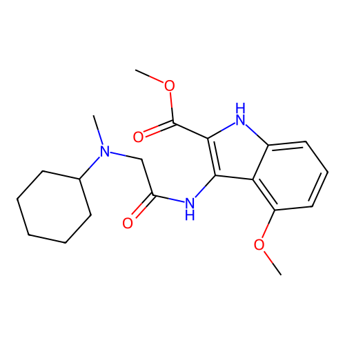 methyl 3-[(N-cyclohexyl-N-methylglycyl)amino]-4-methoxy-1H-indole-2-carboxylate structure
