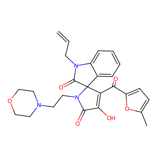 1-allyl-4'-hydroxy-3'-(5-methyl-2-furoyl)-1'-(2-morpholin-4-ylethyl)spiro[indole-3,2'-pyrrole]-2,5'(1{H},1'{H})-dione structure