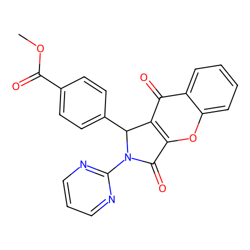 methyl 4-(3,9-dioxo-2-pyrimidin-2-yl-1H-chromeno[2,3-c]pyrrol-1-yl)benzoate structure