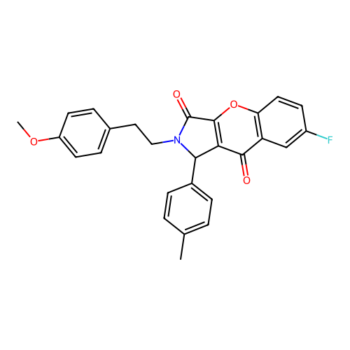 7-fluoro-2-(4-methoxyphenethyl)-1-(p-tolyl)-1,2-dihydrochromeno[2,3-c]pyrrole-3,9-dione structure