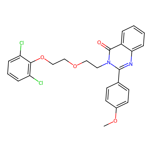 3-[2-[2-(2,6-dichlorophenoxy)ethoxy]ethyl]-2-(4-methoxyphenyl)quinazolin-4-one structure