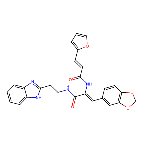 (2Z)-N-[2-(1H-benzimidazol-2-yl)ethyl]-3-(1,3-benzodioxol-5-yl)-2-{[(2E)-3-(furan-2-yl)prop-2-enoyl]amino}prop-2-enamide structure